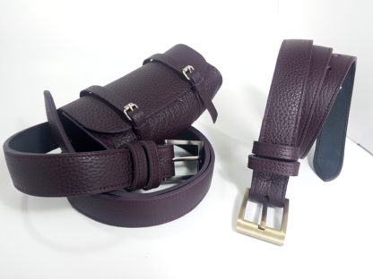 Ceinture en cuir marron lie de vin