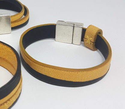 Détail fermoir bracelet en cuir